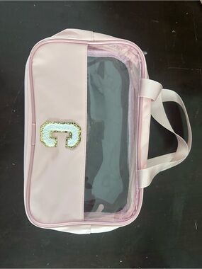 Pink Clear-Front Cosmetic Travel Bag